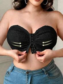 SHEIN 2件組大尺碼前扣蕾絲抹胸內衣套裝，無鋼圈、無墊肩 - 彩色 - 查看 5
