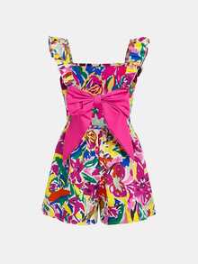 Tween Girl Floral Print Casual Vacation Cami Dress,Mothers Day Outfit,Graduation,Mommy And Me Matching Outfits - Multicolor - View 2