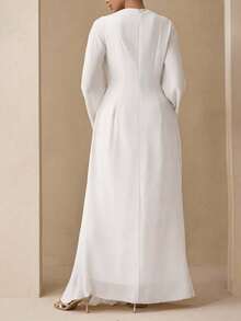 Modelyn Elegant Chiffon Pastel Color Dress, Suitable For Teachers, Back To School, Plus Size, Autumn Fall - White - View 3