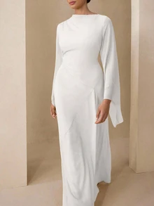 Modelyn Elegant Chiffon Pastel Color Dress, Suitable For Teachers, Back To School, Plus Size, Autumn Fall - White - View 5