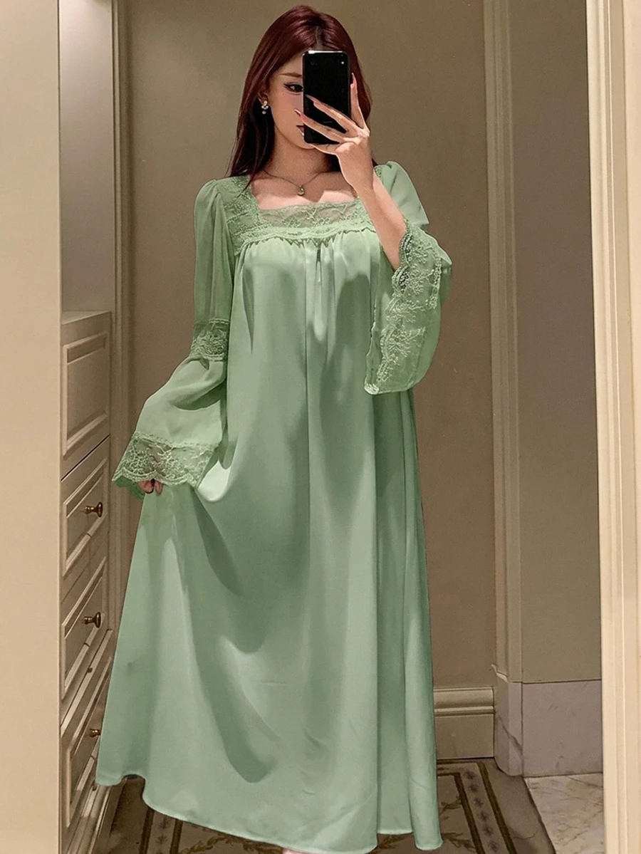 DAZY 浪漫婚禮蕾絲拼接公主風甜美女款睡裙 - 綠色 - 查看 1