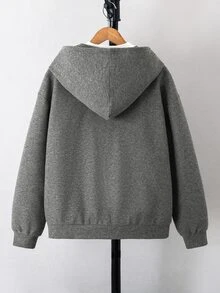 Teen Boy All-Match Pattern Print Multi-Function Hooded Zip-Up Sweatshirt Autumn Fall - Grey - View 2
