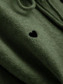 CosyJoli Plus Size Women Heart Knitted Cardigan, French Elegant Fashion Autumn/Winter Sweater Coat - Army Green - View 3