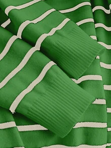CosyJoli Suéter de cuello redondo a rayas y bloques de color casual para uso diario en talla grande para otoño/invierno - Verde - Ver 9