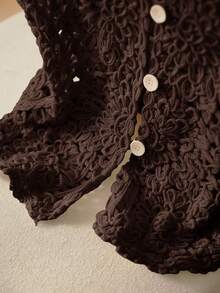 Elaquor Plus Size Women Solid Color Single-Breasted Casual 1920s 80s 90s Versatile Daily Wear Knit Vest Brown Summer - Chocolate Brown - View 6