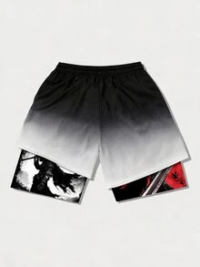 Gym Rark Men's Casual Letter Print Drawstring Waist Double Layer Sports Shorts - Multicolor - View 2