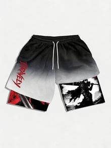 Gym Rark Men's Casual Letter Print Drawstring Waist Double Layer Sports Shorts - Multicolor - View 1
