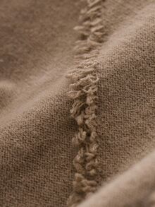 CosyJoli Women's Plus Size Round Neck Loose Fit Comfortable Sweater With Side Frayed Design, Winter Fall Fall/Winter - Coffee Brown - View 3