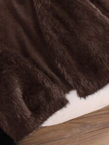 CosyJoli Plus Size Women's Sweater Off Shoulder Plush Cropped Cardigan In Fall/Winter - Brown - View 6