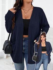 Plus Size Coats - Navy Blue - View 7