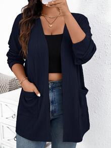 Plus Size Coats - Navy Blue - View 3