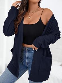 Plus Size Coats - Navy Blue - View 4