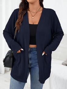 Plus Size Coats - Navy Blue - View 8