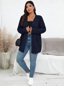 Plus Size Coats - Navy Blue - View 6