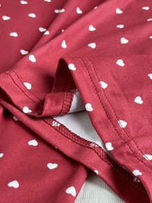 Napfluff CURVE Napfluff CURVE Plus Size Casual Denim Label Heart Print Pajama Pants - Burgundy - View 5