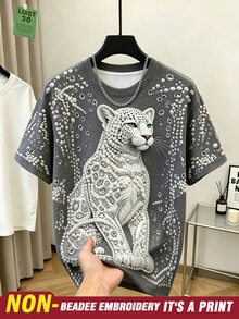 Resyla 大尺碼女款豹紋圖案印花T恤 夏季上衣 時尚流行款 - 彩色 - 查看 1