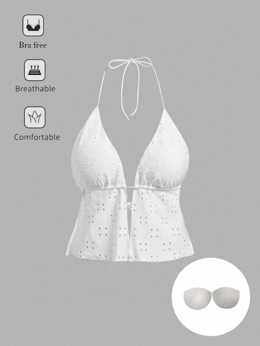 SHEIN ICON 女士休闲性感露背系带吊带背心,适合夏季,Y2K 风格 - 白色 - 查看 1