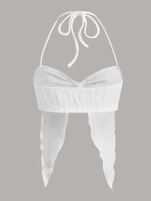 SHEIN ICON Twist Front Asymmetrical Hem Halter Top - White - View 2