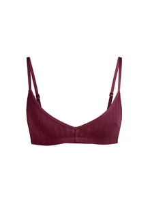 Ocili 100%纯棉罗纹舒适基础款简约内衣，EasyComfort ChicAutumnCasual女士文胸 - 中紫紅色 - 查看 8