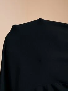 MaterniChic 孕婦蕾絲拼接不對稱單肩休閒日常穿著連身褲 秋季 - 黑色 - 查看 9