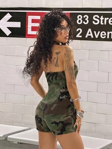 StreetHx Women's Camouflage Casual Daily Denim Overalls Shorts - Multicolor - View 2