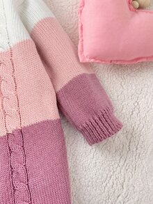 SHEIN 新生兒秋冬針織連身衣 - 粉色 - 查看 7