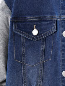 Kids 2Pcs Tween Boy Frayed Holes Loose-Fitting Hooded Long-Sleeved Jacket And Stretchy Tight Jeans - Blue - View 4