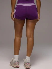 Musera Sport 撞色超短迷你运动短裤，仅限运动健身健身房普拉提日常休闲夏季穿着。 - 紫羅蘭色 - 查看 4