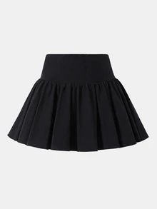 SHEIN 青少年女孩純色休閒學院風百褶裙 - 彩色 - 查看 3