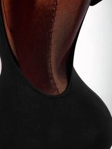 Amplova Women's Lace Patchwork Mini Dress With High Neck, Sexy Cutout, Cheongsam Collar And Open Back - Black - View 15