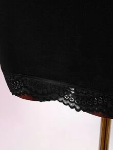 Amplova Women's Lace Patchwork Mini Dress With High Neck, Sexy Cutout, Cheongsam Collar And Open Back - Black - View 14