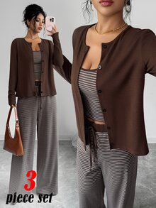 Selianne Women Two-Piece Outfits - Brown - View 3