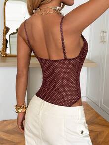 SHEIN EZwear Multi-Color Polka Dot Mesh Camisole - Multicolor - View 2