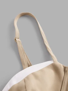 SHEIN ICON 撞色緊身吊帶 - 卡其色 - 查看 5