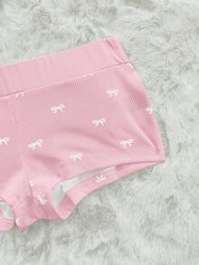 Sweetina Bow Print Camisole Crop Top & Shorts 2 Pieces Set, Casual For Teens - Pink - View 4