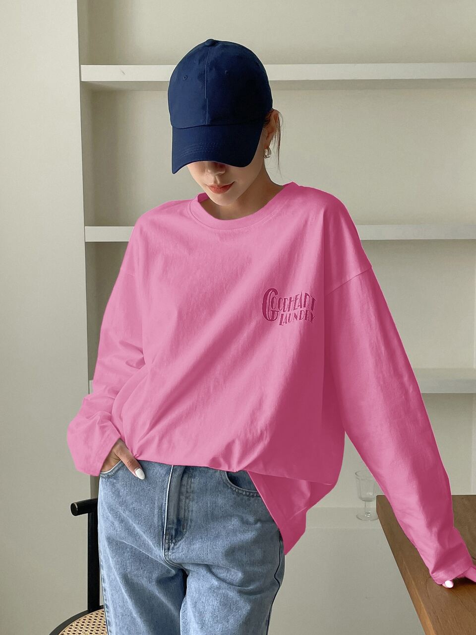 Heart & Letter Graphic Drop Shoulder Tee Fall