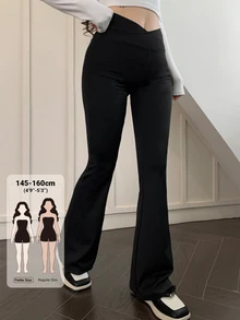 DAZY Legging Polos Model V-Wide Leg Mengembang untuk Musim Gugur - Hitam - View 1
