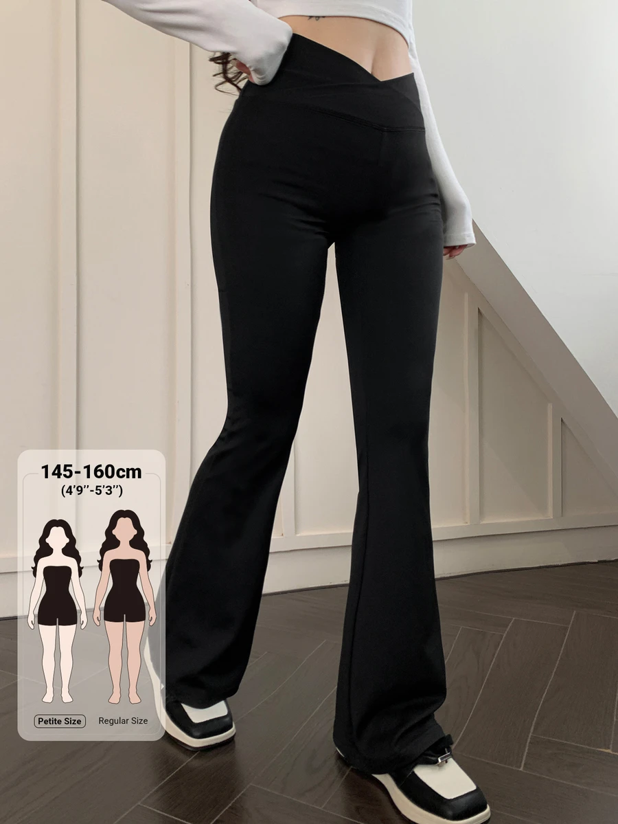 DAZY Legging Polos Model V-Wide Leg Mengembang untuk Musim Gugur - Hitam - View 1
