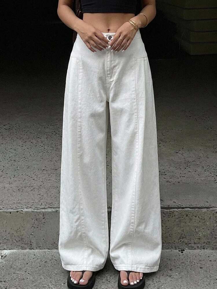 DAZY High Waist Wide Leg Pants - White - View 11