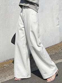 DAZY High Waist Wide Leg Pants - White - View 10