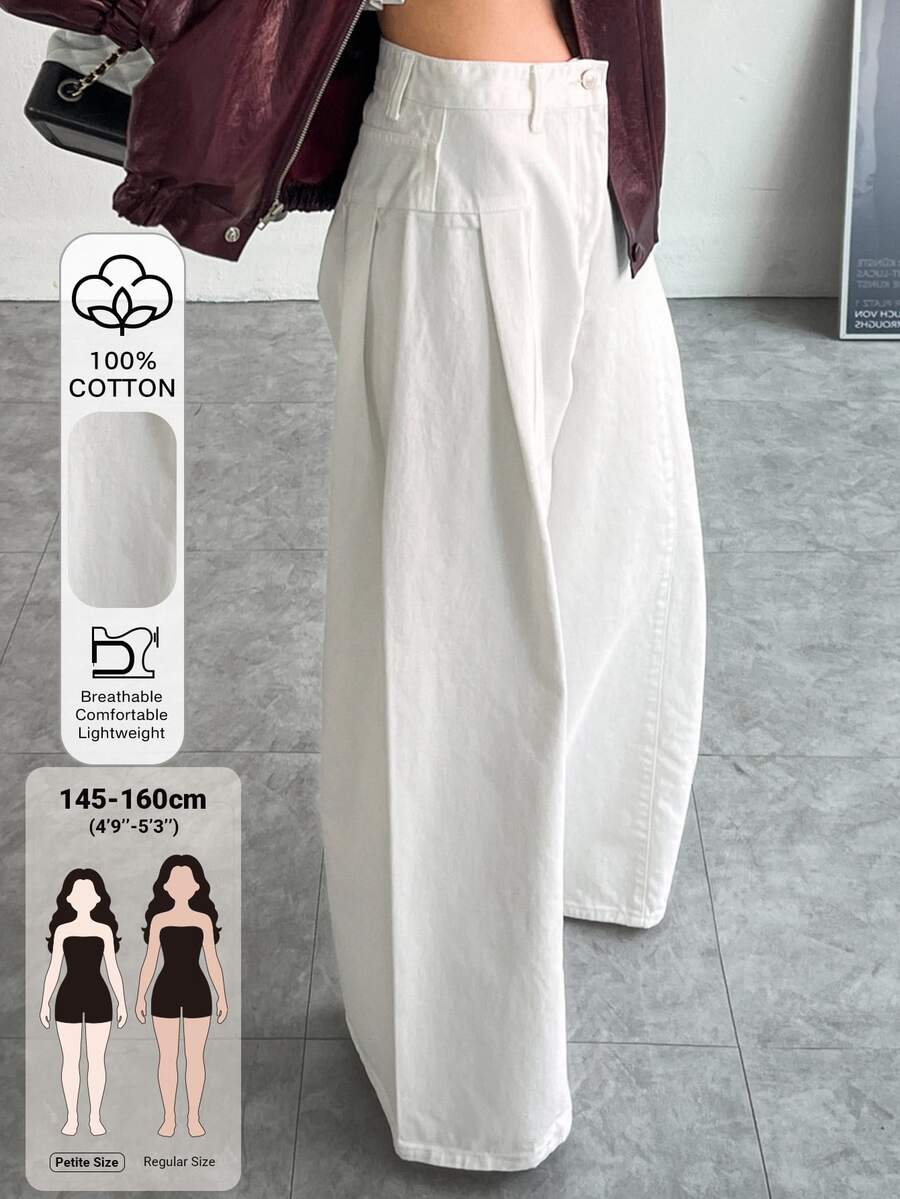 DAZY High Waist Wide Leg Pants - White - View 1