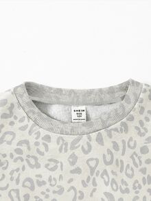 SHEIN Girlism Setelan 2 Potong untuk Remaja Perempuan: Atasan Sweatshirt Leher Bulat Bahu Longgar dan Celana Panjang Lurus - MultiWarna - View 3