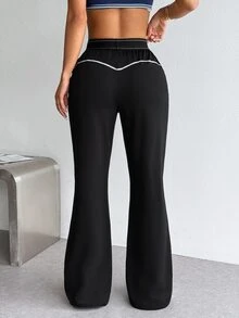 StreetHx Women's Colorblock Pleated Casual Versatile Daily Travel Sports Long Pants - Black - View 2