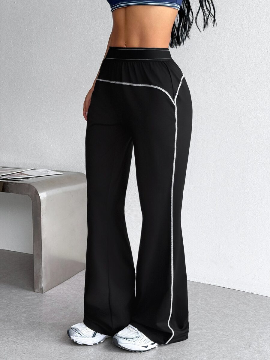 StreetHx Women's Colorblock Pleated Casual Versatile Daily Travel Sports Long Pants - Black - View 1