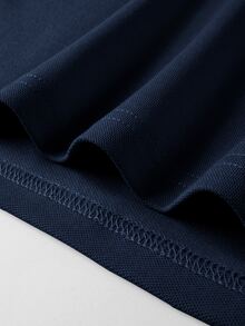 Calvornis 男士時尚刺繡鈕扣半開襟短袖 Polo 衫 - 寶藍色 - 查看 5