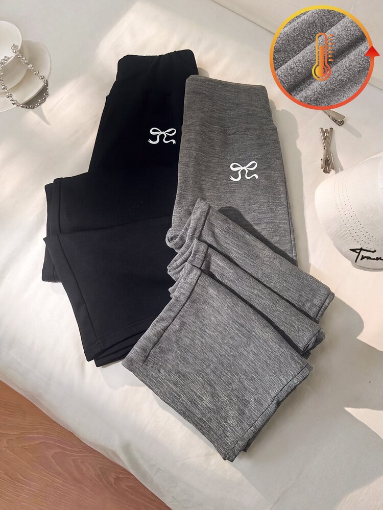 SHEIN Teen Girls Casual All-Match Versatile Daily Wide Waist Straight Leg Sweatpants 2-Pack, Autumn/Winter - Multicolor - View 7