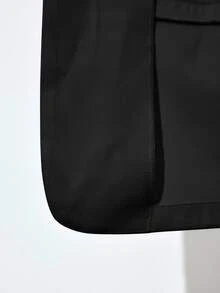 MAIJA Casual Double Breasted Solid Colour Long Sleeve Blazer - Black - View 7