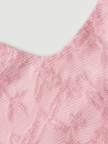 SHEIN MOD 女款蕾絲V領長袖上衣與細肩帶洋裝時尚兩件套 - 粉色 - 查看 4