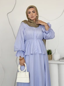 Solavon طقم قميص وتنورة كاجوال للتنقل اليومي مقاس كبير 2 قطعة - الأرجواني - مشاهدة 1