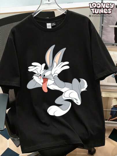 LOONEY TUNES X SHEIN Daypath Co-branded jongenmode heren T-shirt met korte mouwen en leuke cartoon, geschikt voor casual dagelijks gebruik